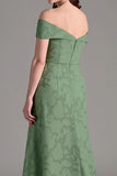 Eucalyptus A Line Off The Shoulder Ruched Maxi Dress