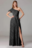Sage A Line One Shoulder Maxi Dress With Slit