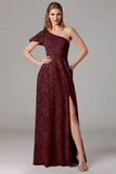 Sage A Line One Shoulder Maxi Dress With Slit