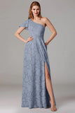 Sage A Line One Shoulder Maxi Dress With Slit