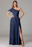 Sage A Line One Shoulder Maxi Dress With Slit