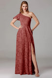 Sage A Line One Shoulder Maxi Dress With Slit