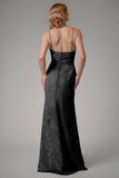 Dusty Blue Sheath Spaghetti Straps Maxi Dress With Slit