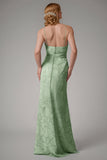 Dusty Blue Sheath Spaghetti Straps Maxi Dress With Slit