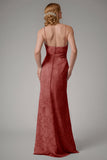 Dusty Blue Sheath Spaghetti Straps Maxi Dress With Slit
