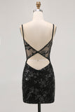 Sparkly Dark Green Sequins Bodycon Backless Corset Homecoming Dress