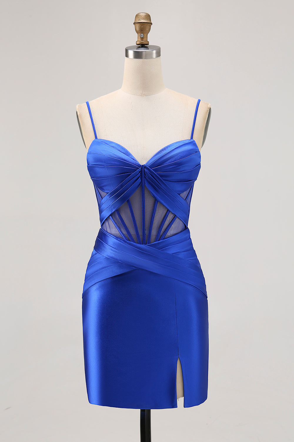 Wedtrend Women Satin Homecoming Dress with Slit Royal Blue Corset Pleated Spaghetti Straps Short Tight Cocktail Dress WEDTREND Wedtrend Women Satin Homecoming Dress with Slit Royal Blue Corset Pleated Spaghetti Straps Short Tight Cocktail Dress WEDTREND