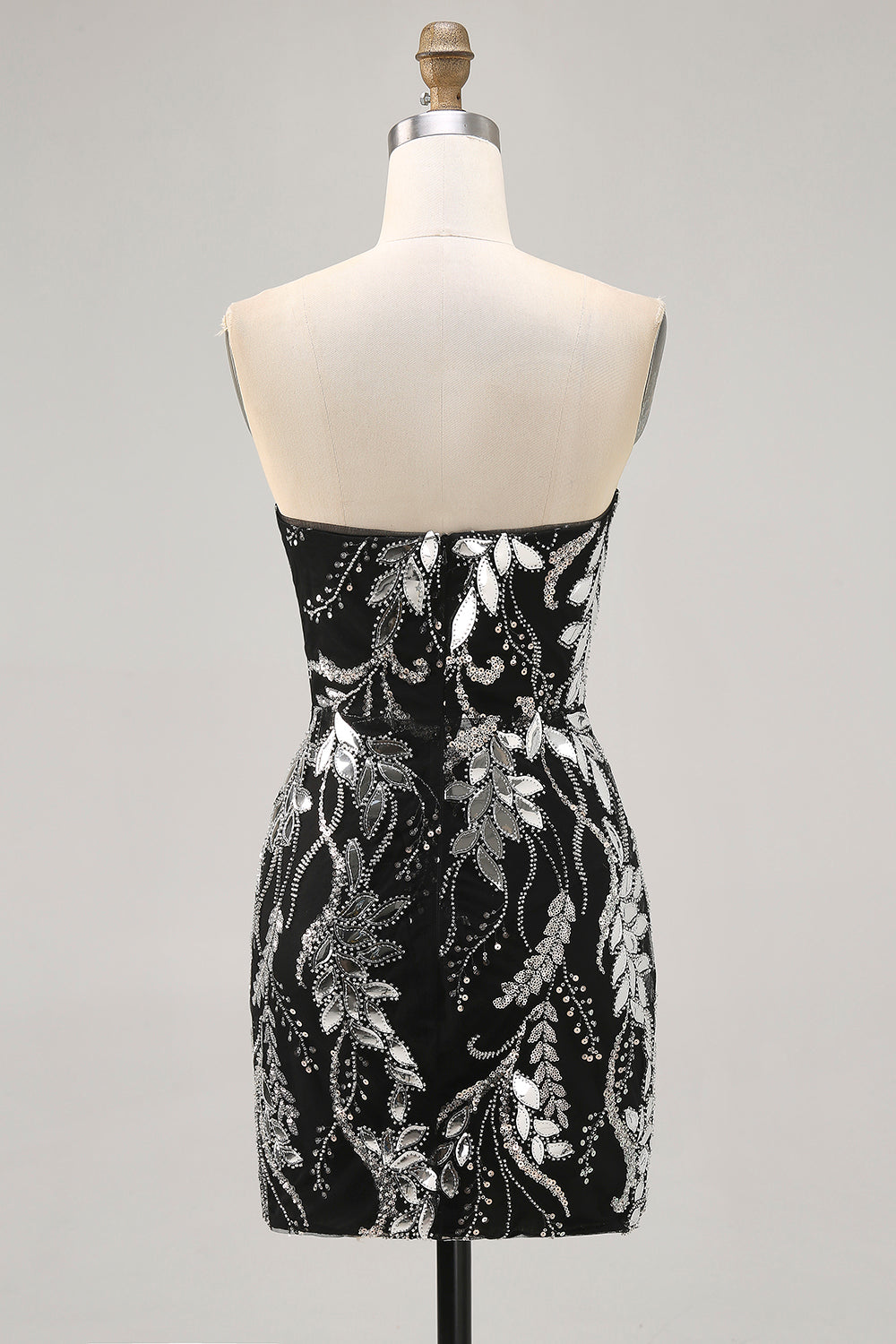WEDTREND Women Sparkly Black Strapless Homecoming Dress Floral Beaded Short Tight Cocktail Dress WEDTREND Women Sparkly Black Strapless Homecoming Dress Floral Beaded Short Tight Cocktail Dress