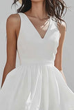Simple Ivory Ruffled A Line Asymmetrical Holiday Dress