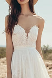 Strapless Lace A Line Ivory Boho Wedding Dress