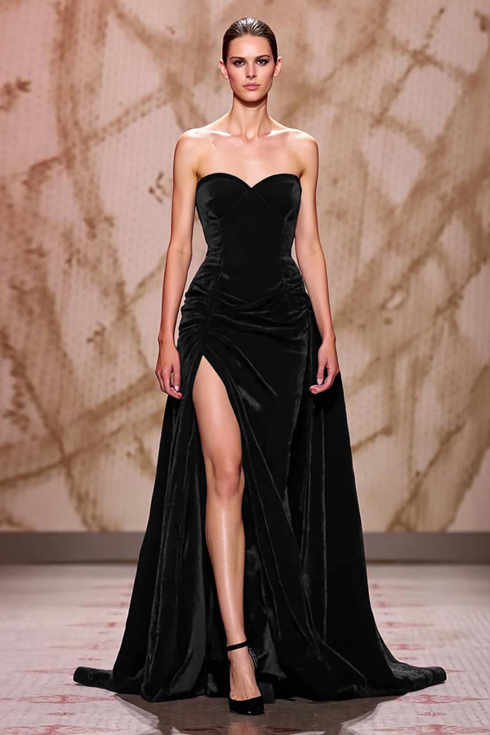 WEDTREND Women Dark Red Evening Dress with Slit Sweetheart Velvet A-Line Holiday Party Dress WEDTREND Women Dark Red Evening Dress with Slit Sweetheart Velvet A-Line Holiday Party Dress