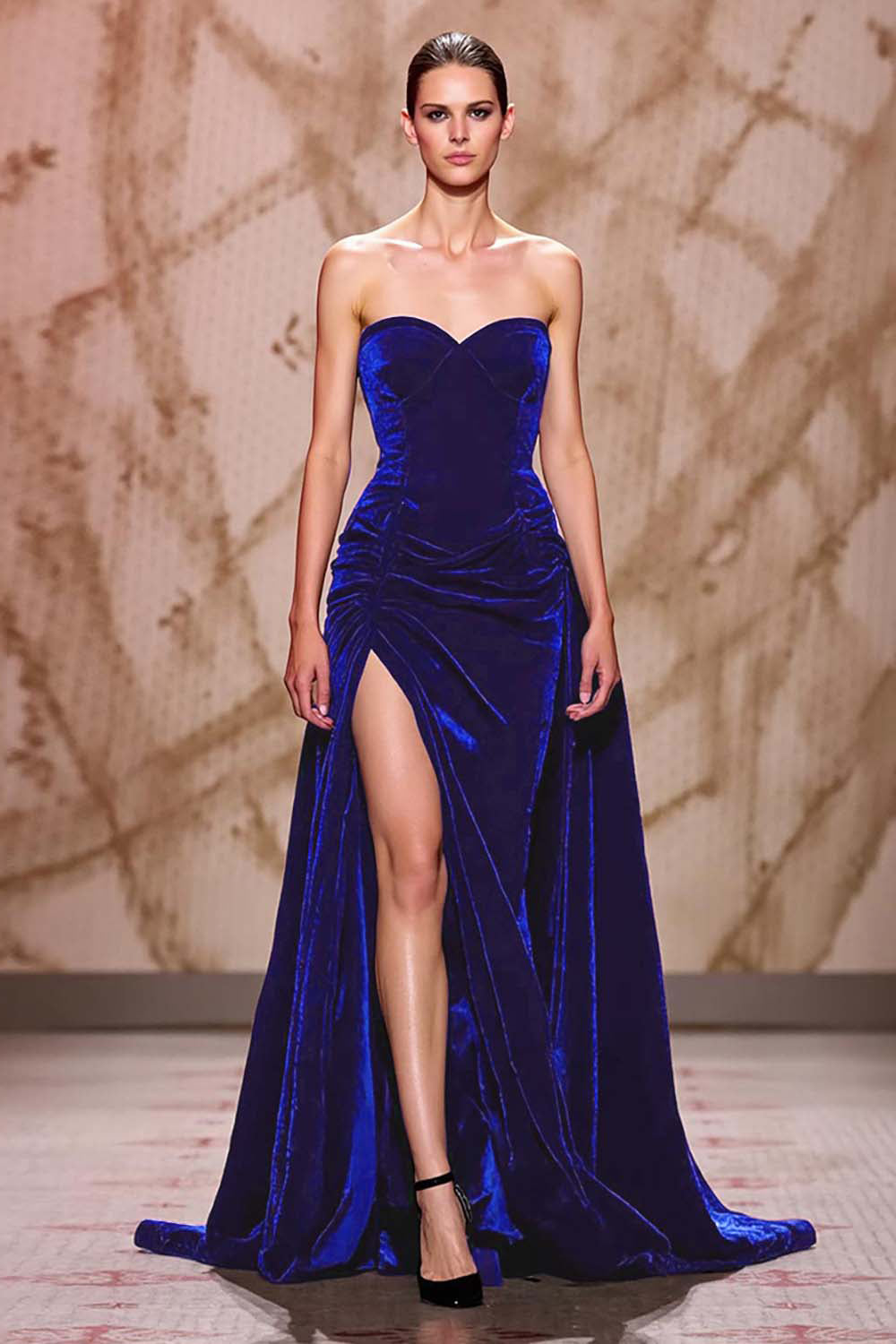 WEDTREND Women Dark Red Evening Dress with Slit Sweetheart Velvet A-Line Holiday Party Dress WEDTREND Women Dark Red Evening Dress with Slit Sweetheart Velvet A-Line Holiday Party Dress