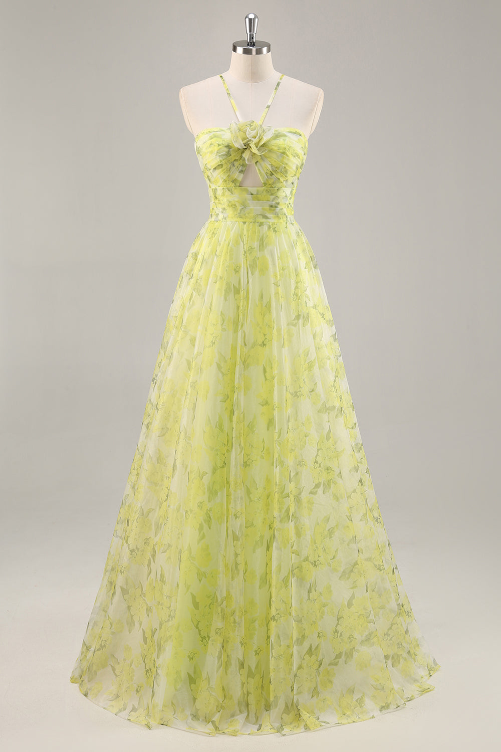 Wedtrend Women Yellow Green Floral Long Prom Dress A-Line Cut Out Spaghetti Straps Wedding Guest Dress WEDTREND Wedtrend Women Yellow Green Floral Long Prom Dress A-Line Cut Out Spaghetti Straps Wedding Guest Dress WEDTREND