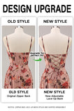 Dusty Rose Flower Fitted Corset Ruched Streamer Chiffon Long Bridesmaid Dress with Slit