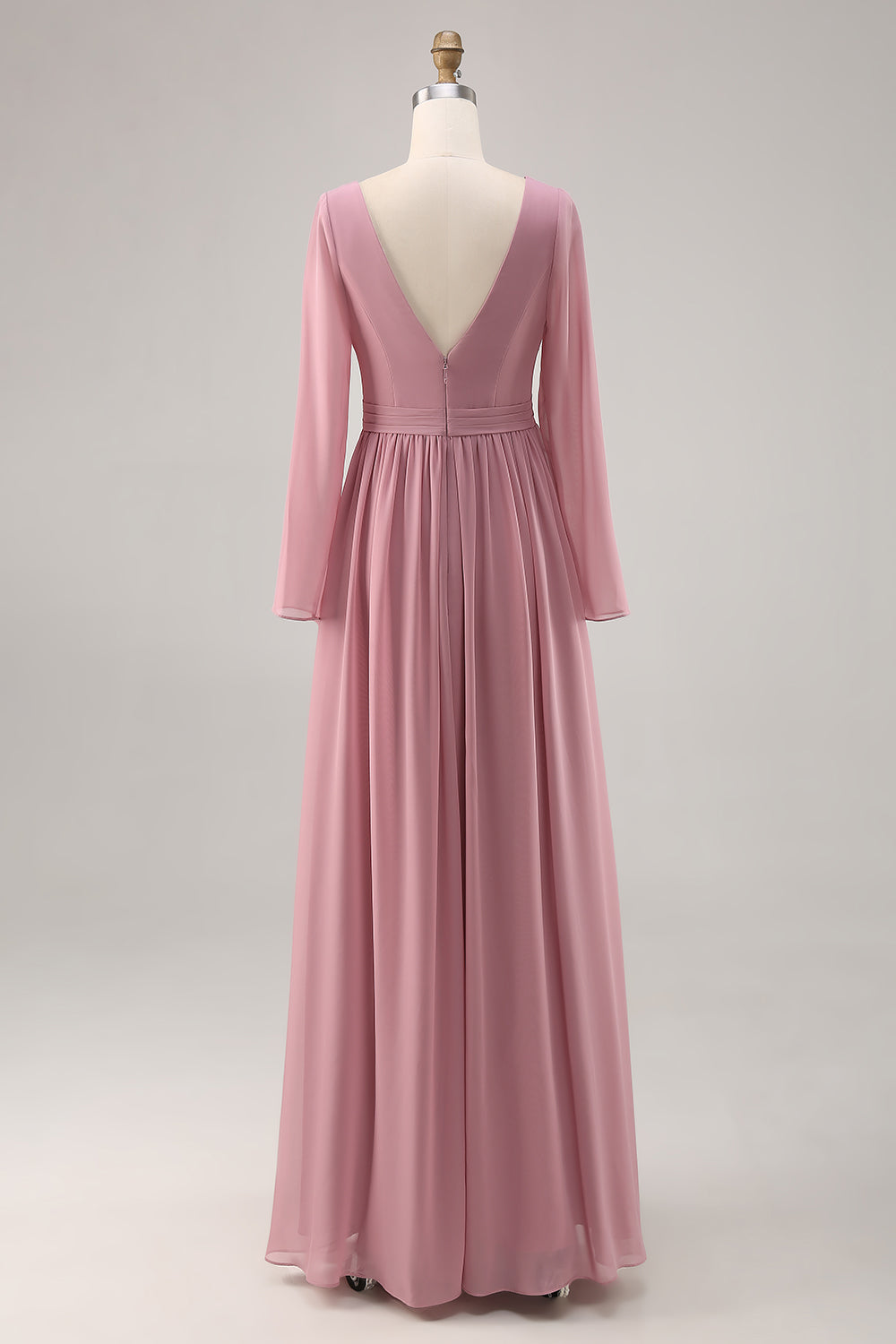 Wedtrend Women Dusty Rose Bridesmaid Dress with Slit Long Sleeve Ruched A Line Wedding Guest Dress WEDTREND Wedtrend Women Dusty Rose Bridesmaid Dress with Slit Long Sleeve Ruched A Line Wedding Guest Dress WEDTREND