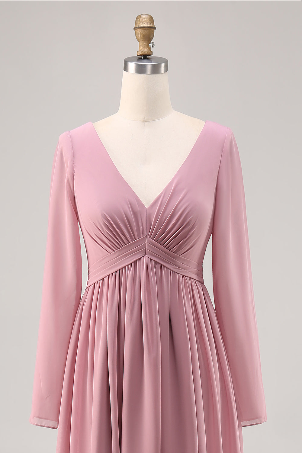 Wedtrend Women Dusty Rose Bridesmaid Dress with Slit Long Sleeve Ruched A Line Wedding Guest Dress, Dusty Rose / US20W Wedtrend Women Dusty Rose Bridesmaid Dress with Slit Long Sleeve Ruched A Line Wedding Guest Dress, Dusty Rose / US20W