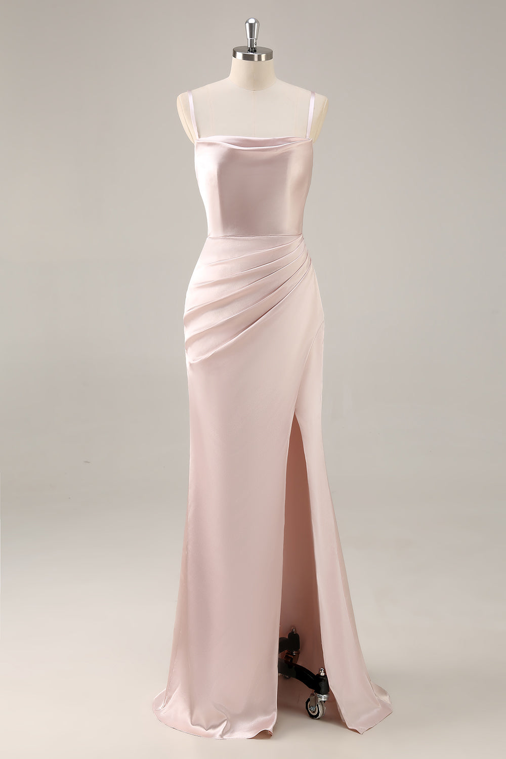 Wedtrend Women Candy Pink Bridesmaid Dress with Slit Sheath Ruched Satin Wedding Guest Dress WEDTREND Wedtrend Women Candy Pink Bridesmaid Dress with Slit Sheath Ruched Satin Wedding Guest Dress WEDTREND