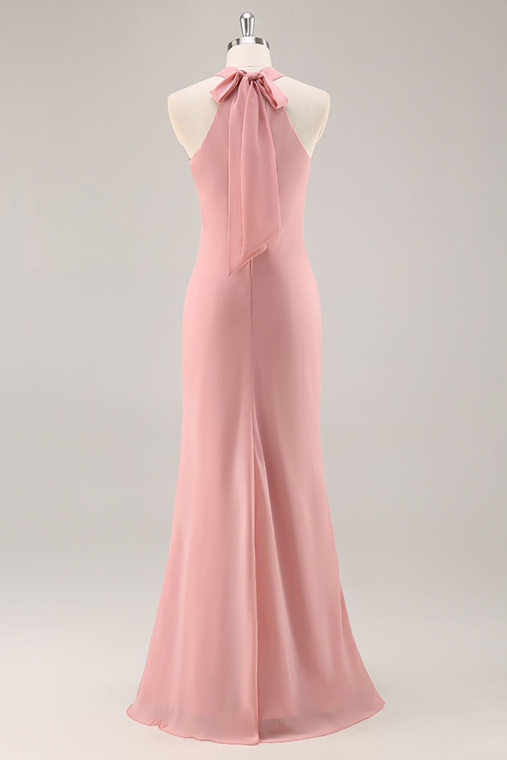WEDTREND Women Blush Long Bridesmaid Dress Sheath Halter Satin Wedding Guest Dress with Lace Up Back WEDTREND Women Blush Long Bridesmaid Dress Sheath Halter Satin Wedding Guest Dress with Lace Up Back