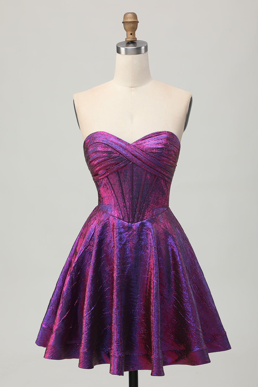 Wedtrend Women Metallic Short Strapless Homecoming Dress Dark Purple A-Line Corset Cocktail Dress WEDTREND Wedtrend Women Metallic Short Strapless Homecoming Dress Dark Purple A-Line Corset Cocktail Dress WEDTREND