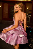Light Purple A Line Strapless Tiered Short Homecoming Dress with Lace Up Back