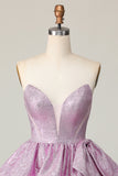Light Purple A Line Strapless Short Homecoming Dress with Bow
