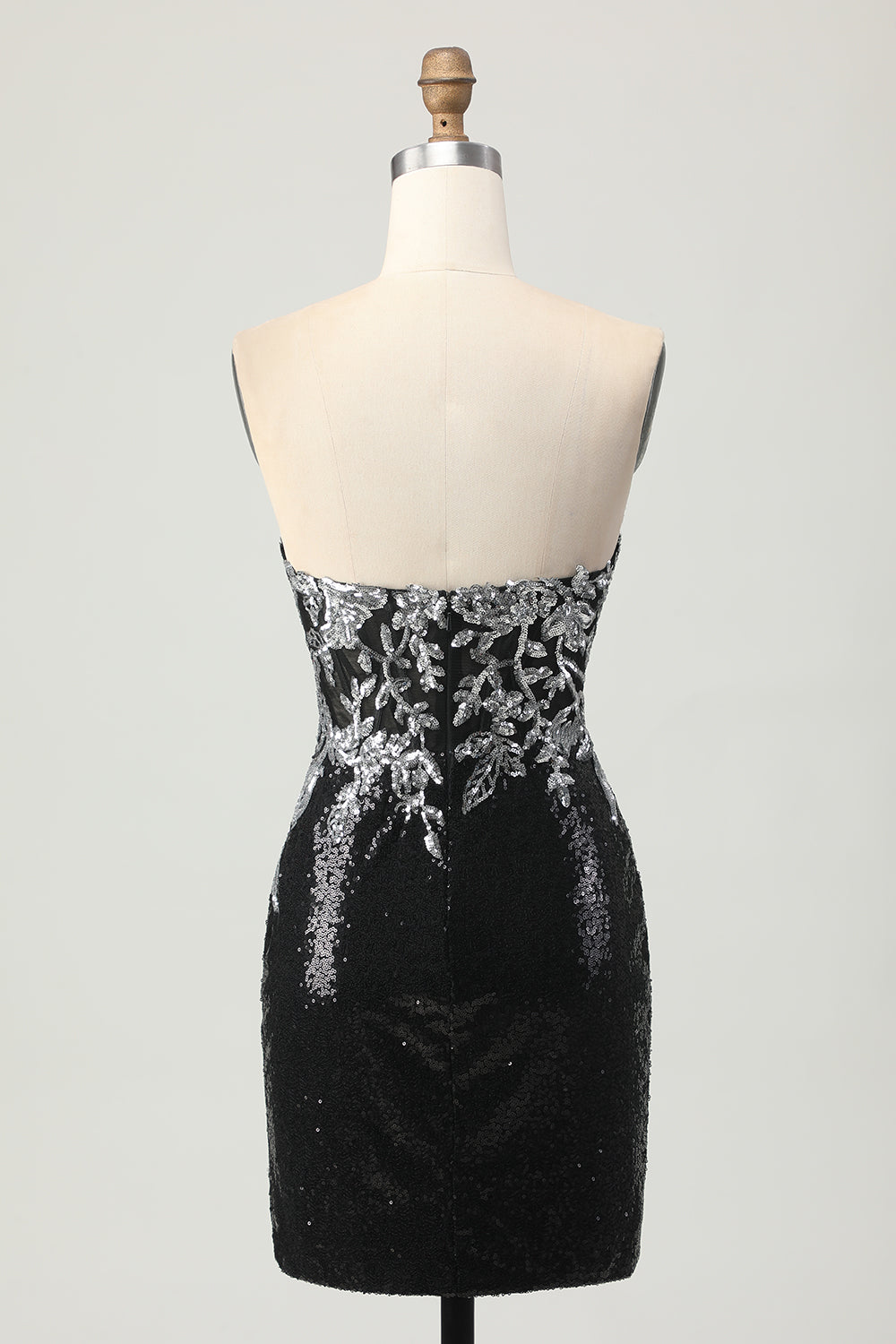 black and silver short dresses Black and Silver Long Sleeve Short Party Dress 020 Black/Silver / 00