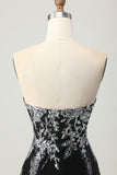 Black Silver Floral Tight Sequins Short Homecoming Dress