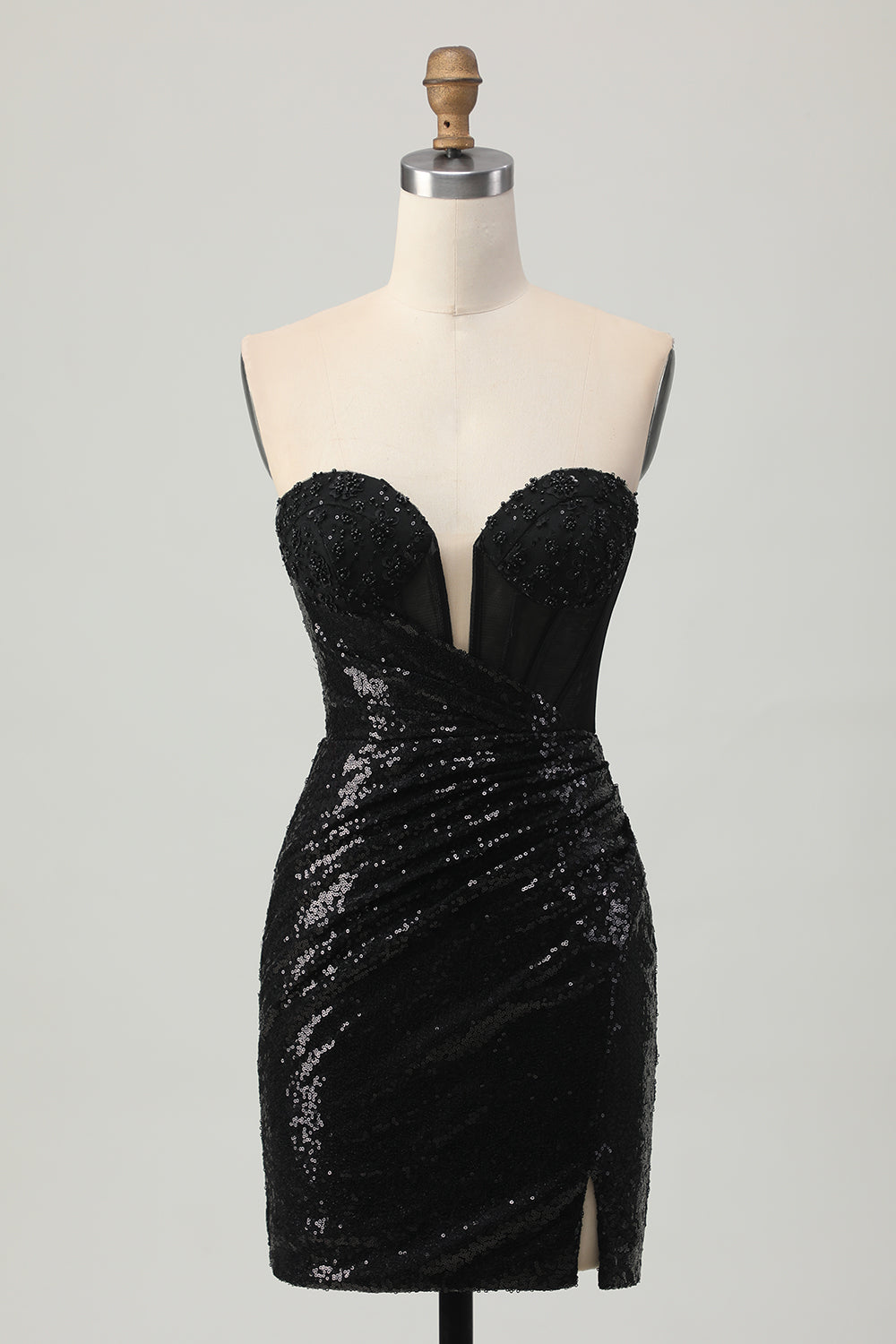 short black homecoming dresses tight Black Sequins One Shoulder Tight Fit Homecoming Dress