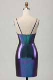 Metallic Blue Purple Bodycon Corset Short Homecoming Dress