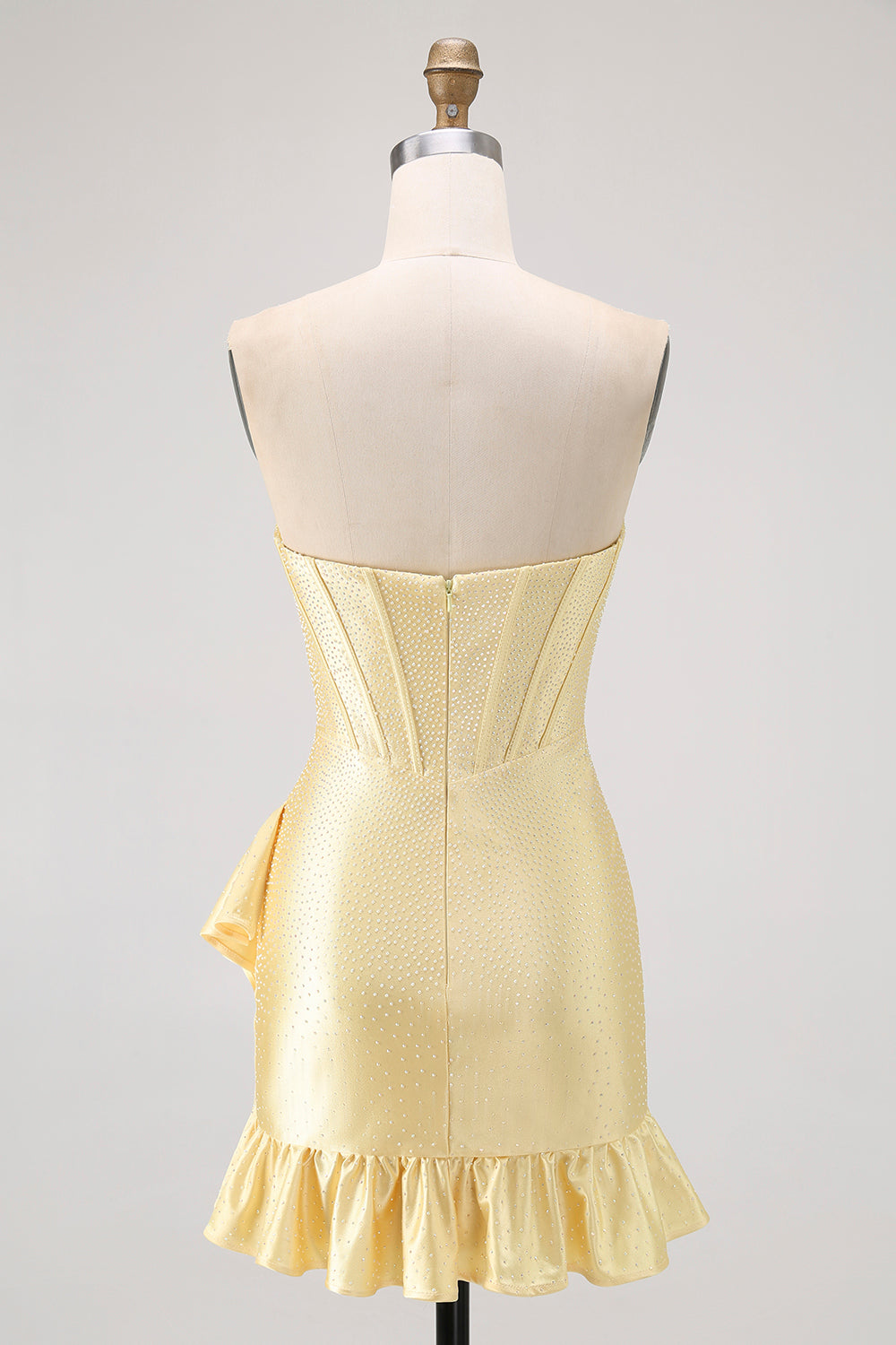 WEDTREND Women Yellow Bodycon Homecoming Dress with Ruffles Strapless Corset Beaded Short Prom Dress WEDTREND Women Yellow Bodycon Homecoming Dress with Ruffles Strapless Corset Beaded Short Prom Dress