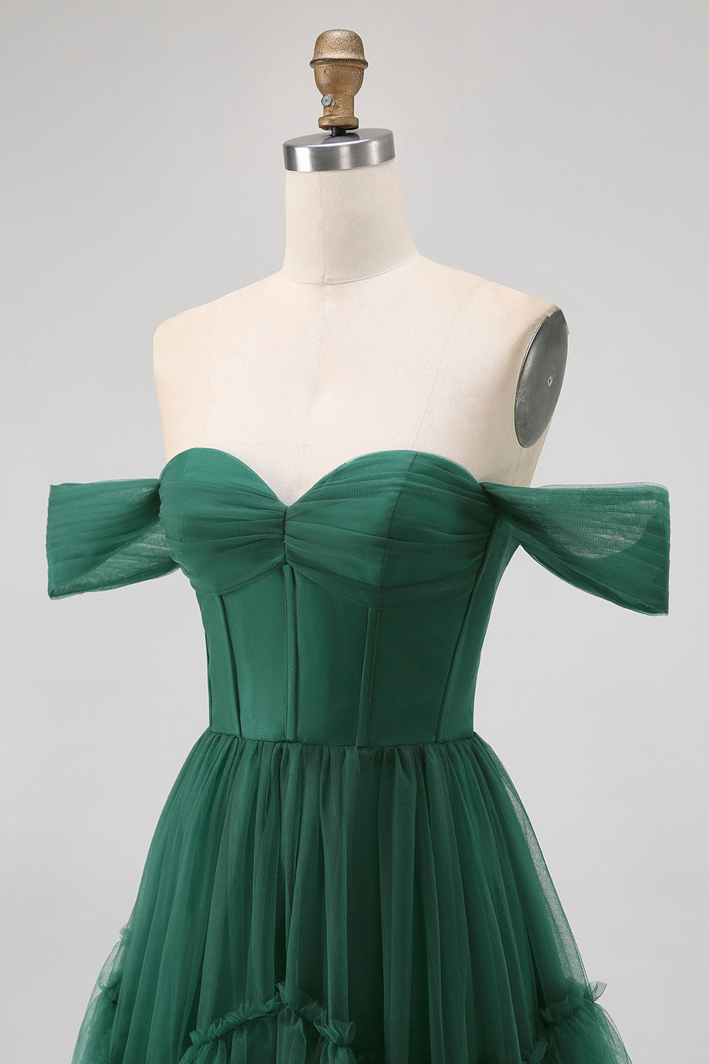 WEDTREND Women Emerald Green Wedding Guest Dress A-Line Off-Shoulder Bridesmaid Dress Tiered Tulle Long Evening Dress with Ruffles WEDTREND Women Emerald Green Wedding Guest Dress A-Line Off-Shoulder Bridesmaid Dress Tiered Tulle Long Evening Dress with Ruffles