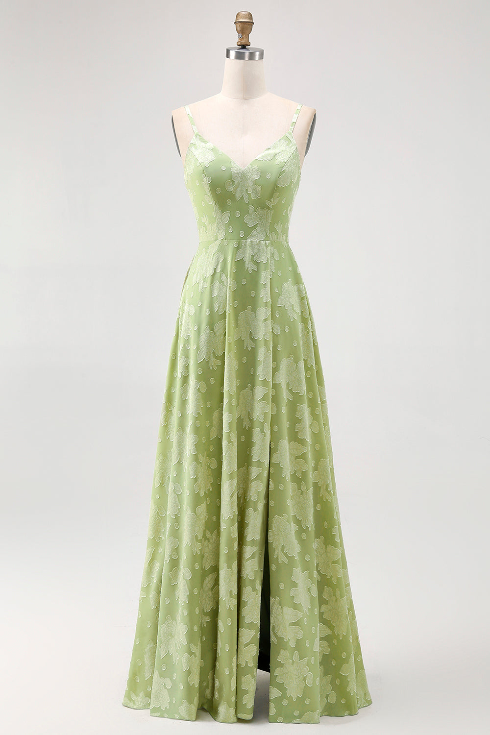 Wedtrend Women Sage Green Bridesmaid Dress with Slit Spaghetti Straps Floral A Line Long Wedding Guest Dress, Sage Green / US16W Wedtrend Women Sage Green Bridesmaid Dress with Slit Spaghetti Straps Floral A Line Long Wedding Guest Dress, Sage Green / US16W