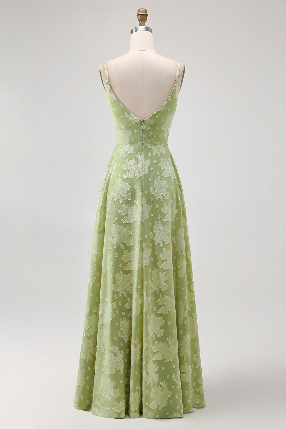WEDTREND Women Sage Green Bridesmaid Dress with Slit Spaghetti Straps Floral A Line Long Wedding Guest Dress WEDTREND Women Sage Green Bridesmaid Dress with Slit Spaghetti Straps Floral A Line Long Wedding Guest Dress
