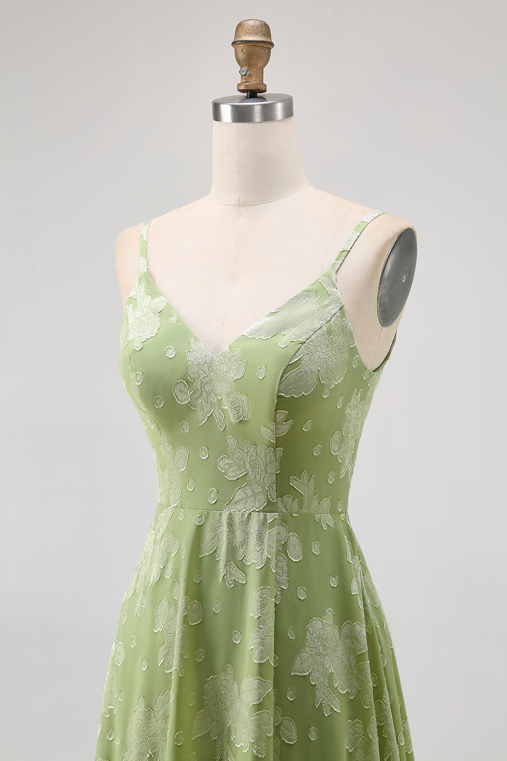 WEDTREND Women Sage Green Bridesmaid Dress with Slit Spaghetti Straps Floral A Line Long Wedding Guest Dress WEDTREND Women Sage Green Bridesmaid Dress with Slit Spaghetti Straps Floral A Line Long Wedding Guest Dress