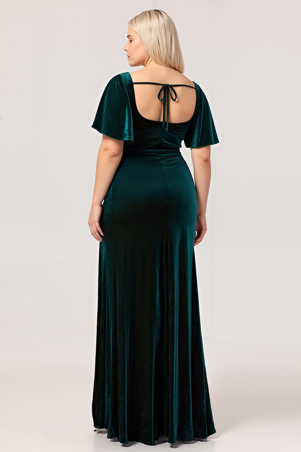 WEDTREND Women Plus Size Velvet Peacock Green Bridesmaid Dress with Slit Sheath Square Neck Backless Long Wedding Guest Dress WEDTREND Women Plus Size Velvet Peacock Green Bridesmaid Dress with Slit Sheath Square Neck Backless Long Wedding Guest Dress
