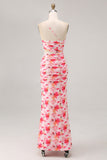 Red Sheath One Shoulder Cut Out Print Floral Wedding Guest Dress
