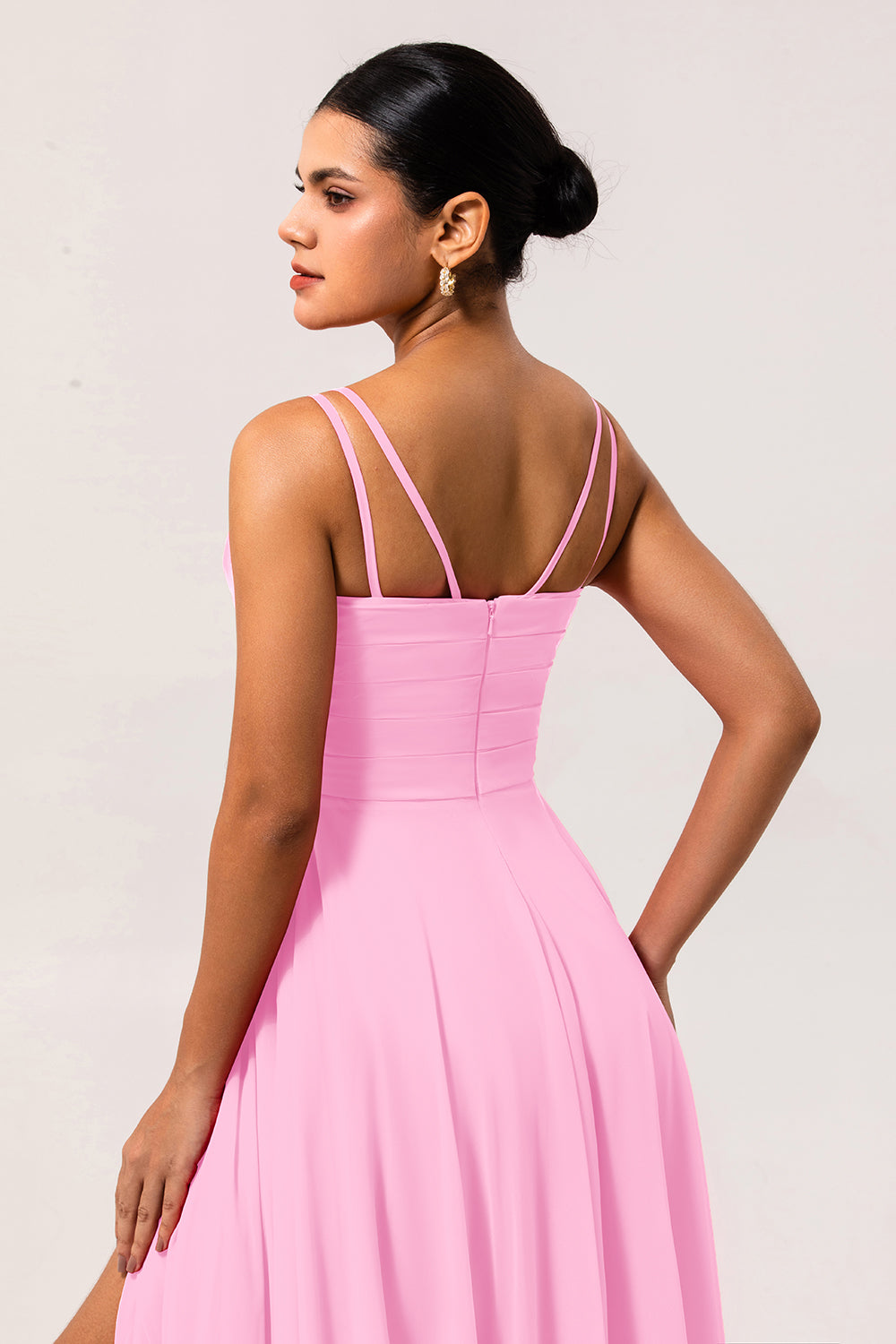 WEDTREND Women Hot Pink Long Bridesmaid Dress with Slit A-Line Cowl Neck Backless Back Zipper Chiffon Wedding Guest Dress WEDTREND Women Hot Pink Long Bridesmaid Dress with Slit A-Line Cowl Neck Backless Back Zipper Chiffon Wedding Guest Dress