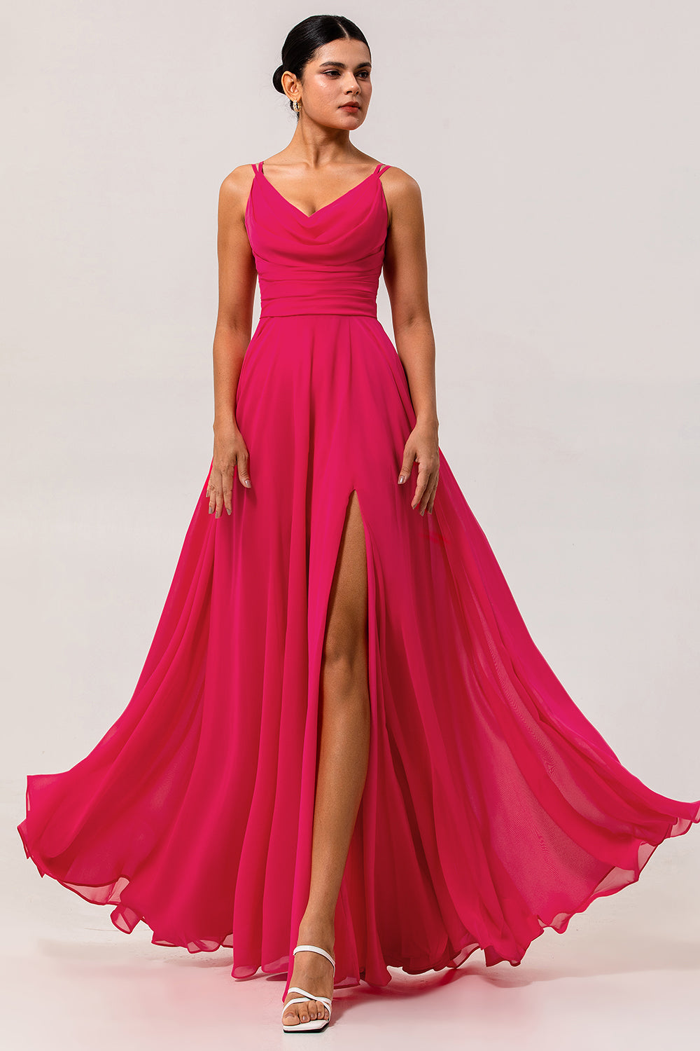 pink cowl neck bridesmaid dress Bon Bon Pink Bridesmaid Dress Matte Satin Size XL