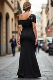 Black Sheath One Shoulder Ruched Mother Of The Bride Dress with Beading