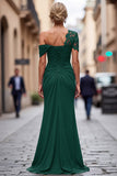 Black One Shoulder Sheath Ruched Mother Of The Bride Dress with Beading