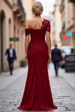 Black One Shoulder Sheath Ruched Mother Of The Bride Dress with Beading