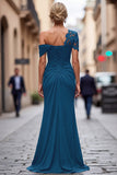 Black One Shoulder Sheath Ruched Mother Of The Bride Dress with Beading
