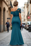 Black One Shoulder Sheath Ruched Mother Of The Bride Dress with Beading