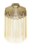 Fringed Sparkly Black Golden 1920s Cape with Beading