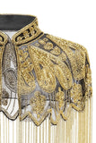 Fringed Sparkly Black Golden 1920s Cape with Beading