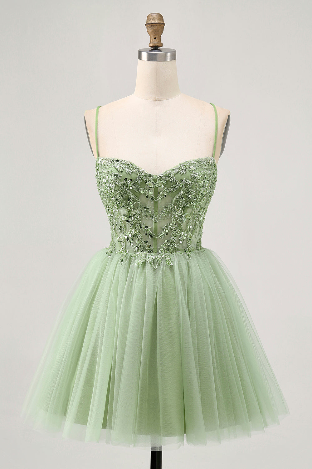 WEDTREND Women Green Homecoming Dress with Lace Up Back A Line Sequins Corset Tulle Short Prom Dress WEDTREND Women Green Homecoming Dress with Lace Up Back A Line Sequins Corset Tulle Short Prom Dress