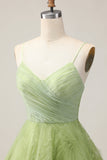 Green A Line Spaghetti Straps Backless Ruched Short Homecoming Dress