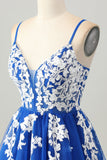 Royal Blue A-Line Tulle Short Homecoming Dress with Lace Up Back