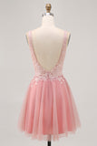 Blush A Line V Neck Sequins Short Homecoming Dress with Appliques
