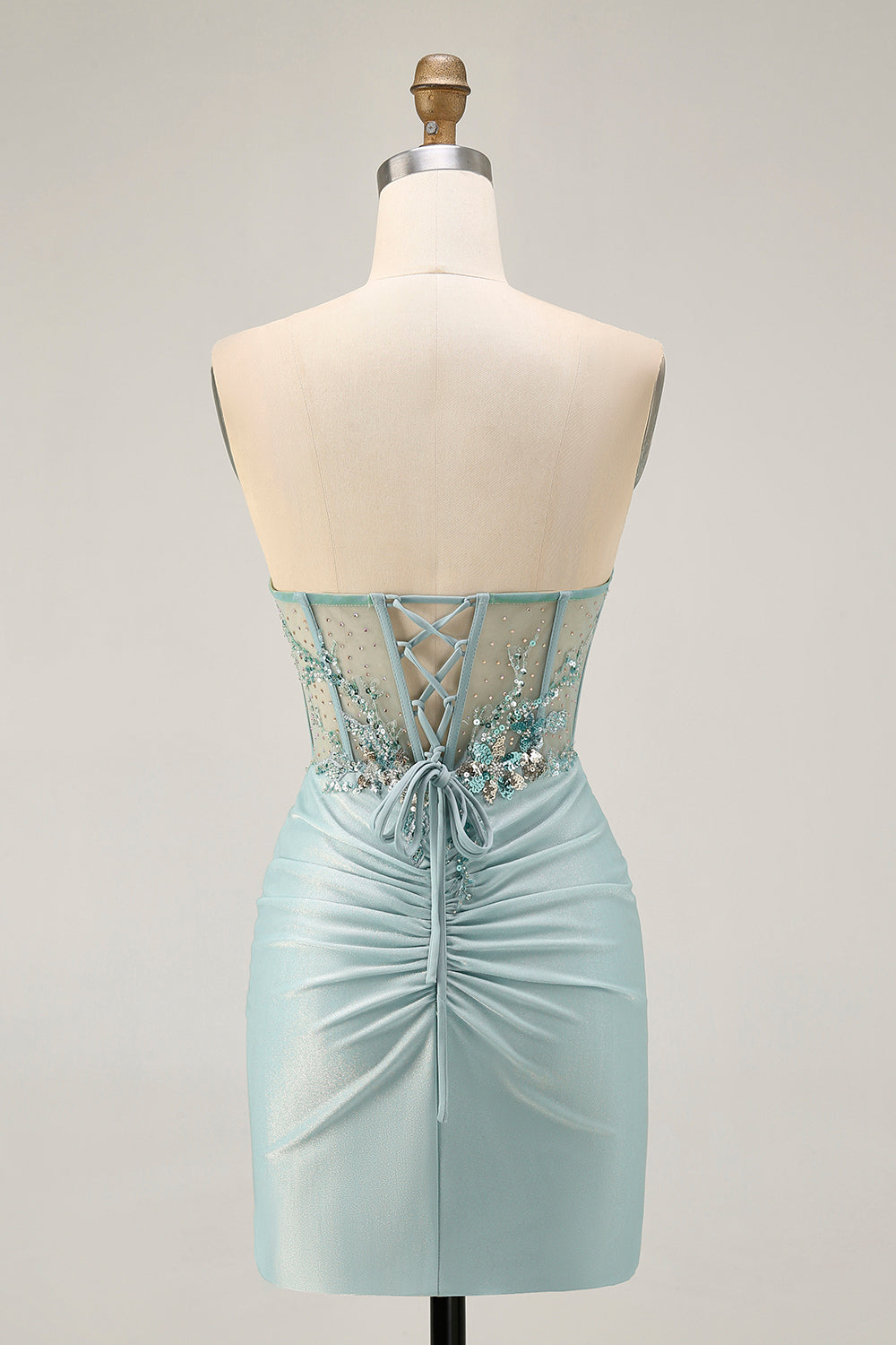 WEDTREND Women Grey Green Strapless Homecoming Dress with Sequins Lace Up Back Bodycon Cocktail Party Dress WEDTREND Women Grey Green Strapless Homecoming Dress with Sequins Lace Up Back Bodycon Cocktail Party Dress
